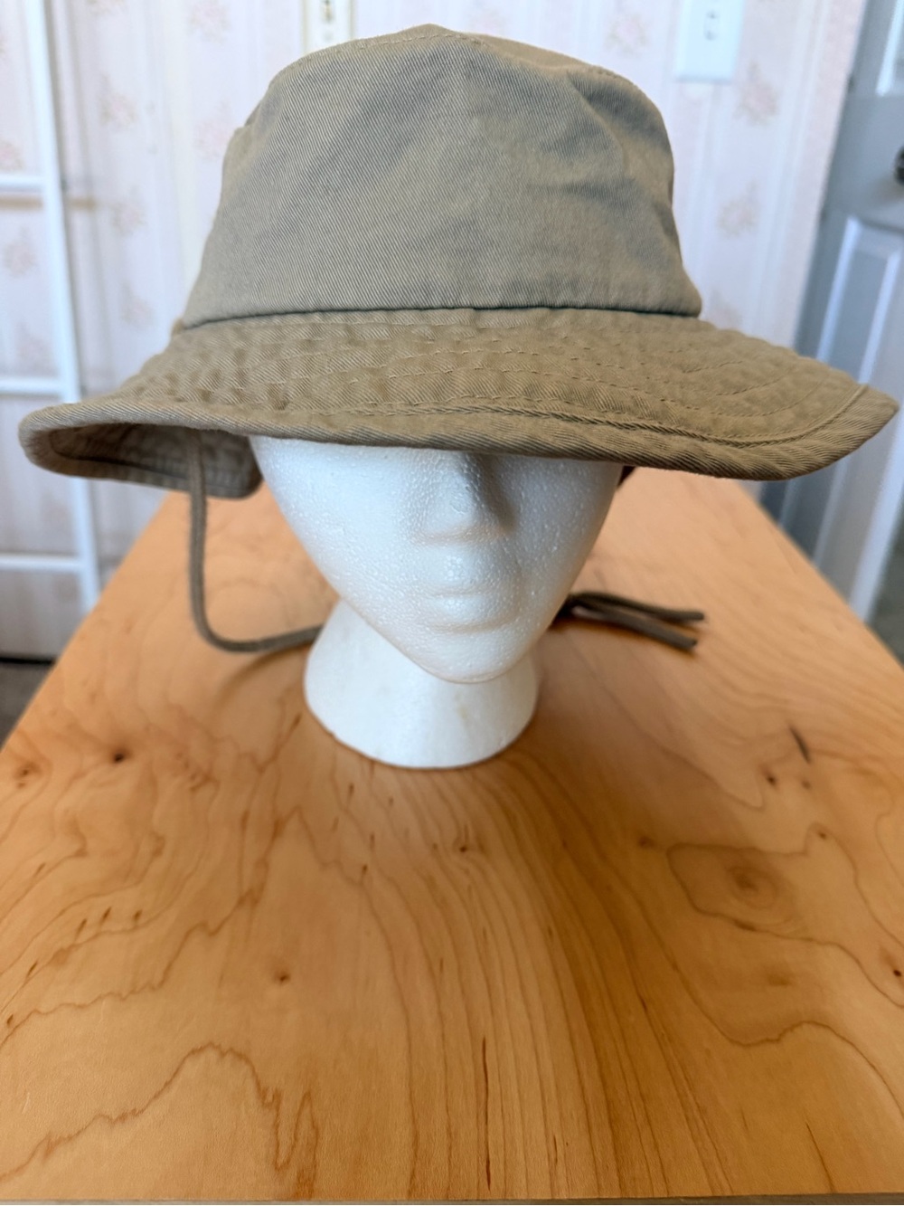 DPC Khaki Cotton Wide Brim Safari Hat w/Chin Strap, Insect Repelent EPA  UPF 50+